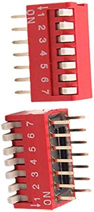 Aexit 2 kom dip prekidači crveni 2,54 mm Korak dvostruki red 14-pinski 7 pozicija bočni klavir SPDT dip prekidači DIP prekidač