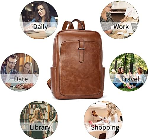 Telena Veganski kožni ruksak za laptop za žene 15,6 inčni računarski ruksak za kockicu za putničku torbu