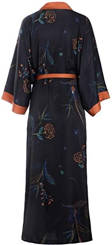 Aensso duge svilenkaste kimono haljine za žene, lagana i meka cvjetna mladenka