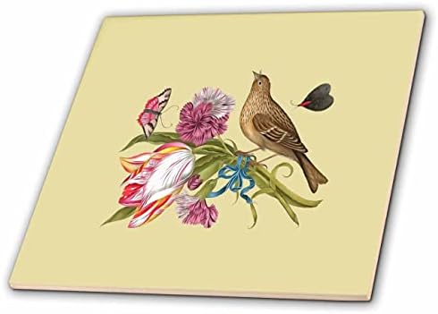 3drose ptica sa karanfilom Lala i leptirima-pločice