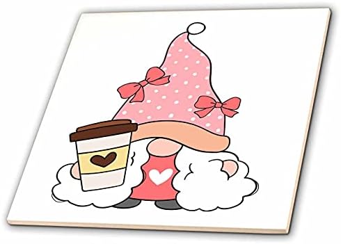 3drose djevojka Gnome ljubiteljica kafe u ružičastoj boji, 3dramm-pločice