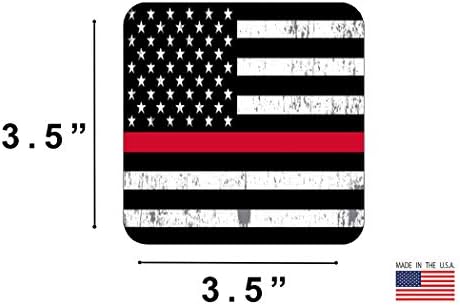Tanka crvena linija USA zastava Tatterd Rid Coaster set od 4 poklona za vatrogasnu vatru FD Home Kuhinjski