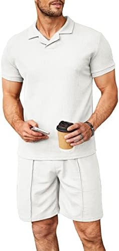 STOOTA MENS Ljetna košulja i kratke hlače Set 2 komada Outfit Active Trackies Sweatsuits Workout Top & Donji