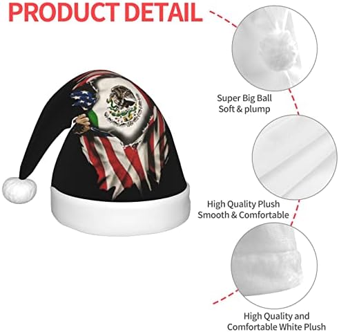 CXXYJYJ Meksička američka zastava 1 Santa šešir Djeca Božić kape pliš Božić šešir za Božić Nova Godina Holiday