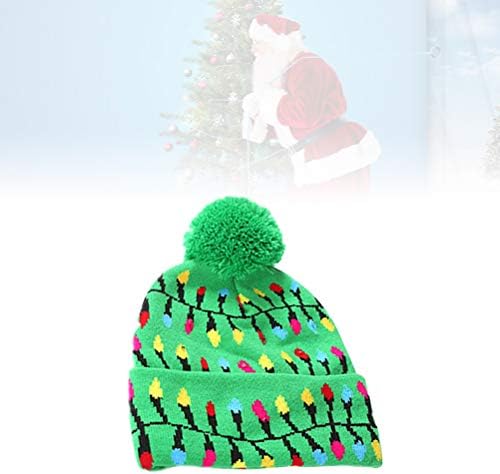 Abaodam Božić svjetlosni pleteni kapica Revers šešir Santa šešir Gleamy pleteni Flash dizajn Božićni šešir