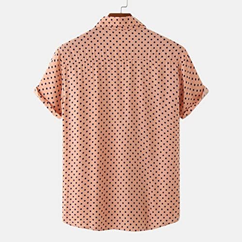 Košulje za muškarce tiskane pamučne posteljine top polka dot ispis rever kratkih rukava majica Muška majica