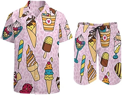 Sladoled muške od 2 komada plaže na havajskom gumbu niz majicu kratkih rukava i šorc odijela