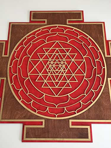 Red Sri Yantra Zidna umjetnost, Lasersko rezanje, Sveta geometrija, Šri Čakra, Shri Yantra, Shri Yantra,