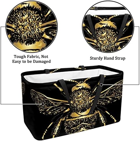 Ratgdn torba za višestruku za višestruku za višekratnu upotrebu kutije za skladištenje, zlatna pčela ispisuju