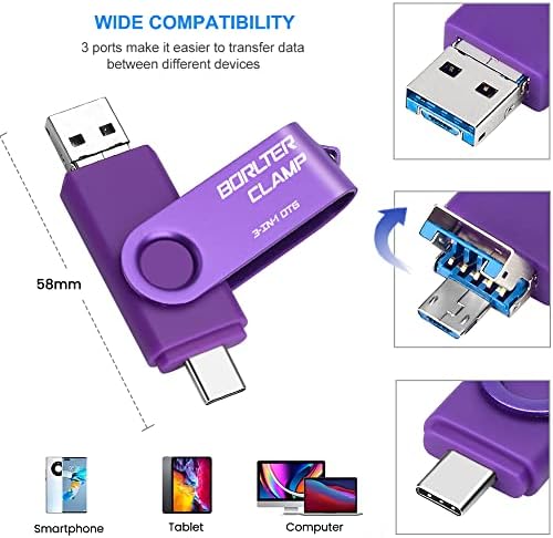 512GB 3 u 1 USB 3.0 Flash Drive Photo Stick za Android telefone, Borlterclamp OTG Memory Stick sa 3 USB