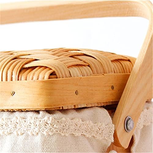 TJLSS japansko ručno tkano od rattana košara od drveta sa krpom s rukom poklon kutija za košaru Sundries