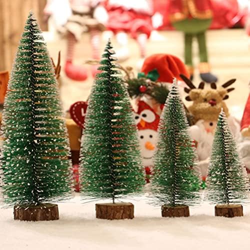 Anoily Božićni cedar Drveće Snow Tree: 4pcs Mini Xmas Tree figurice TABLETOP Umjetno božićno stablo Model minijaturni minijaturni pejzažni ukrasi za borove boje 4 veličine
