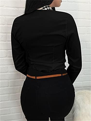 Andongnywell ženski dugi rukav V Chicfon Bluzes Business majice Odštampana majica Multicolor