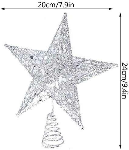 Locolo Božićno stablo Topper Xmas Glitter Star Tree Topper srebrne zvezde Sning Tree TOPER za ukrase božićnog