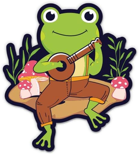 Slatka žaba Igranje banjo naljepnice - 3 Naljepnica za laptop - vodootporni vinil za automobil, telefon,