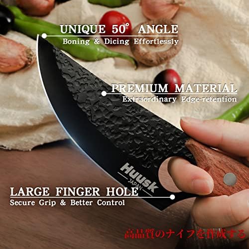 Huusk kolekcionarski noževi nadograđeni kuharski nož & Klasični kuharski nož sa kožnim omotačem i poklon