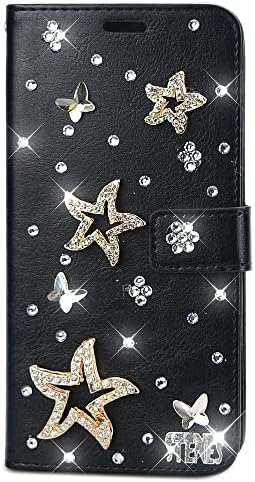 Fairy Art Crystal Wallet futrola za telefon kompatibilna sa Samsung Galaxy S22 Plus - Star - Black-3d ručno