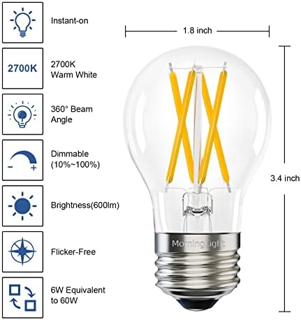 6 paketa LED sijalice sa mogućnošću zatamnjivanja 60 W ekvivalentno, 6w E26 LED Edison sijalica 2700K toplo