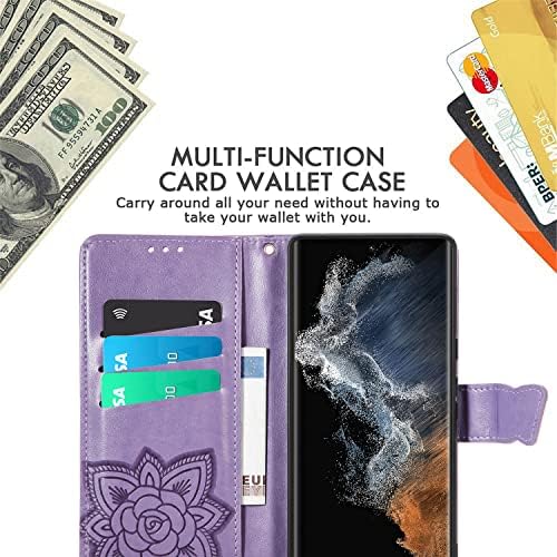 DiGPlus Galaxy S23 Ultra 5G torbica za novčanik, [leptir & amp; Flower Embossed] PU kožna torbica za novčanik
