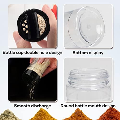 18 Pack 3.5 oz Clear Plastic Spice staklenke sa crnom kapom, Glitter Shaker bočica prazna, posude za začinjavanje za čuvanje začinskog bilja, začinskog bilja i začinskog praha