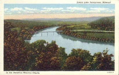 Jezero Taneycomo, Missouri razglednica