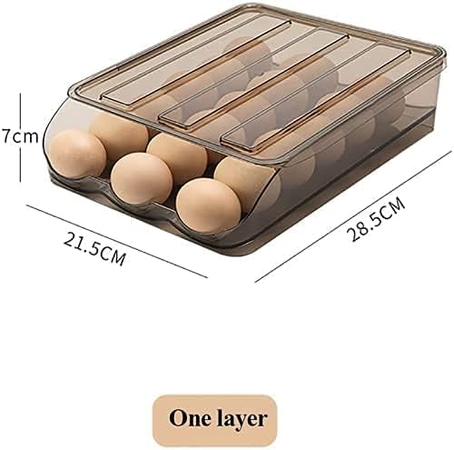 XINRONGMAOYI automatska kutija za kotrljanje jaja Kuhinjski frižider ostava za jaja providna fioka ladica za jaja Organizator za uštedu prostora, GrayBlack,