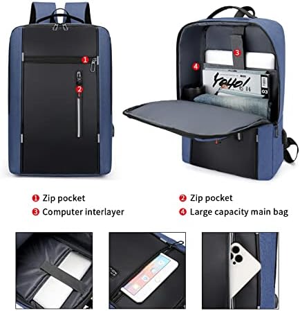 ZGWJ backpack laptop sa USB priključkom za punjenje za muškarce i žene odgovaraju 15,6 inčnim prijenosniku.