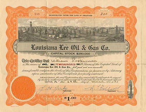 Louisiana Lee Oil and Gas Co. - Certifikat Zaliha
