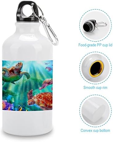 Podvodne kornjače Sportska boca za boce od aluminijske mane, putna krigla sa poklopcem i metalnom kukom