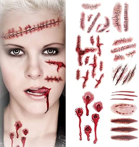 Dzhzuj 20pcs Halloween Zombie ožiljci Tetovaže sa lažnim ožiljkom krvavom kostimom šminka šminka Halloween