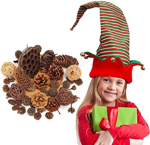 DomeStar 1pc Božić Elf šešir i 38kom borova Šišarka Set