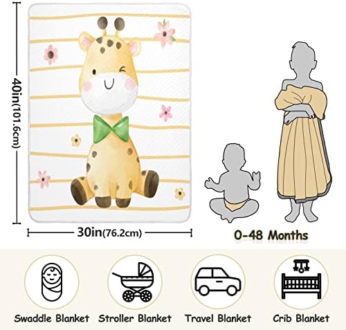 Slatka pokrivačica slatka žirafa za bebe cvijeće pamučno pokrivač za dojenčad, primanje pokrivača, lagana
