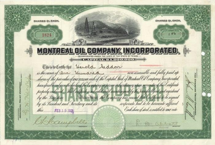 Montreal Oil Co, Incorporated-Certifikat Zaliha