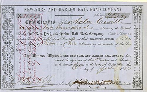 New-York i Harlem Rail Road Co. - Certifikat Zaliha