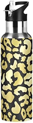 Glahy Gold Leopard Print boca sa slamkom poklopcem, BPA, 32 oz vode za vodu izolirani nehrđajući čelik,