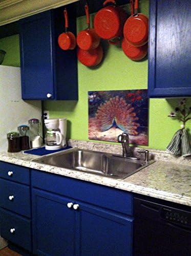 FlekmanArt paun i leptir Archibald Thorburn-umjetnički Mural od 20 pločica, Backsplash za kupatilo za kuhinjski