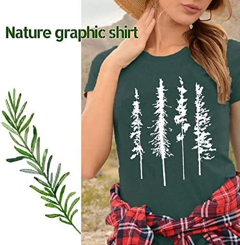 Smiješne grafičke žene Skinska majica za borovu borovu ljeto planinarenje kampiranje Atletski teži Nature Casual Comfy odjeća