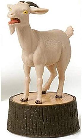 Skemix vrištava kozja figurica i rezervirajte statua koza na radnoj površini koja čini vrištavajuću mini-kozu