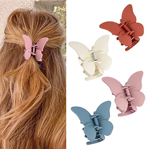 Xnuoyo 4 boje leptira za kosu leptir kandža za kosu za djevojke Žene tanke do guste kose kopče mat mat kose