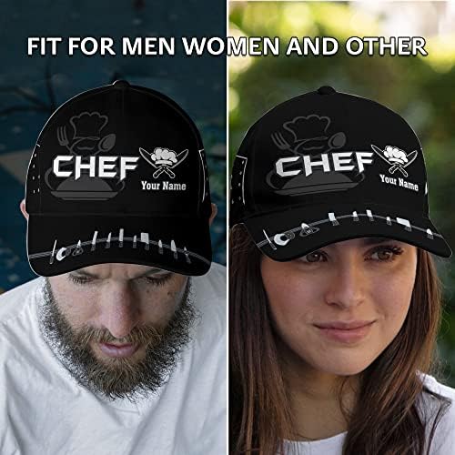 Prilagođeno ime noževi kuhar na crnom personalizirani kapu za muškarce za muškarce u unisex stilu glave