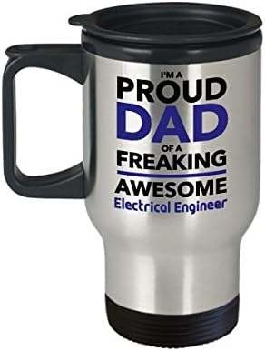 Ponosni tata freakhing fenomenalnog elektronskog inženjera putovanja za kafu, Day Day Day Day za tatu iz Son kćerke Djeca
