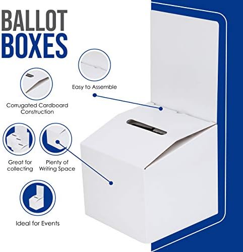 ALBEN glasačka kutija za prijedloge donacije Tombole bijele sjajne kartonske kutije sa uklonjivim zaglavljem srednje veličine 6x6x6 inča sa utorom za karte i još mnogo toga