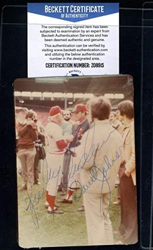 Sparky Anderson Darrell Johnson Bas Beckett COA potpisao je original 1975 World Series foto autogram