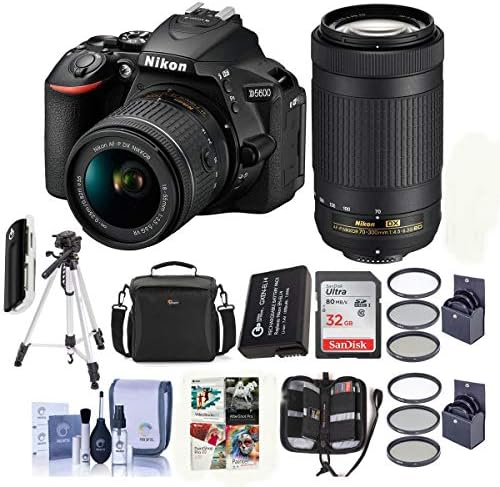 Nikon D5600 DSLR komplet za kameru sa 18-55mm f / 3.5-5.6g VR i AFP DX 70-300 / 4,5-6,3g sočiva - paket