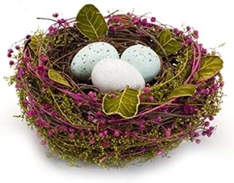 Gnijezdo merrose sa pjenačkim jajima, prečnikom 6,5 inča, dekorativnog uskršnjeg akcenta, posteljine male