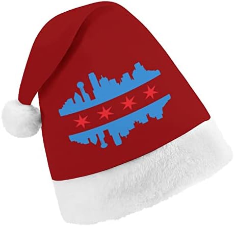 Čikaška zastava sa zgradama Skyline Unisex klasični Božićni šeširi divno toplo Santa šešir Božić Beanie