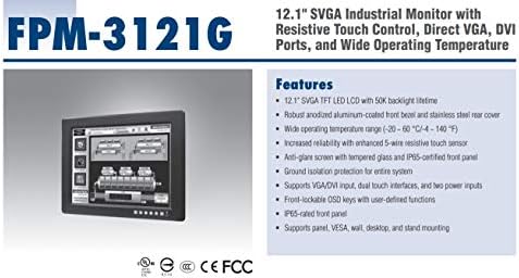 12.1 inčni SVGA industrijski Monitor sa otpornim ekranom osetljivim na dodir, direktnim-VGA, DVI i širokom