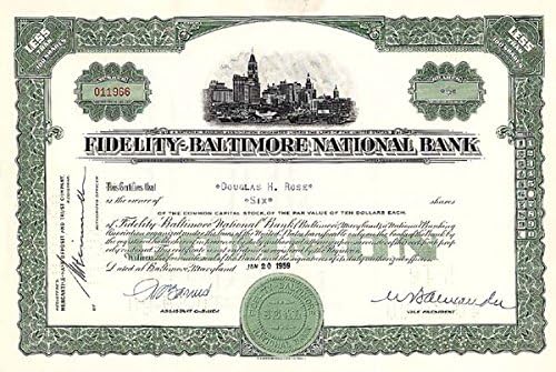 Fidelity-Baltimorska Nacionalna Banka - Certifikat Dionica