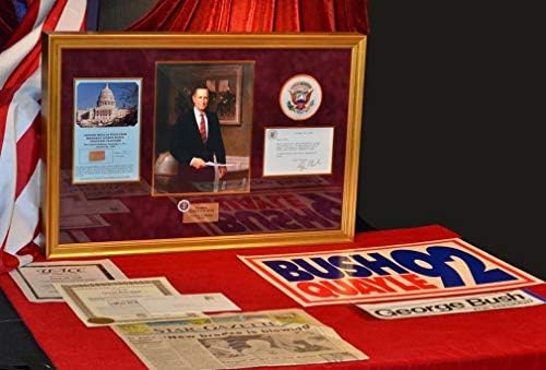 GEORGE H. W. BUSH potpisao uokvireni autogram, bilješku, memorabilije kampanje, COA,UACC RD 228 platforma