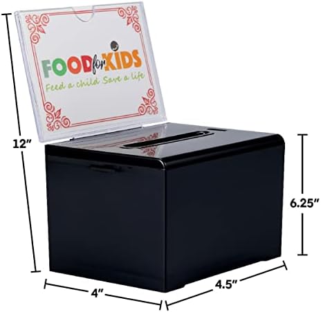 Adir akrilna glasačka kutija za donaciju sa zaključanom i sigurnom kutijom za prijedloge odlična za vizit karte Crna